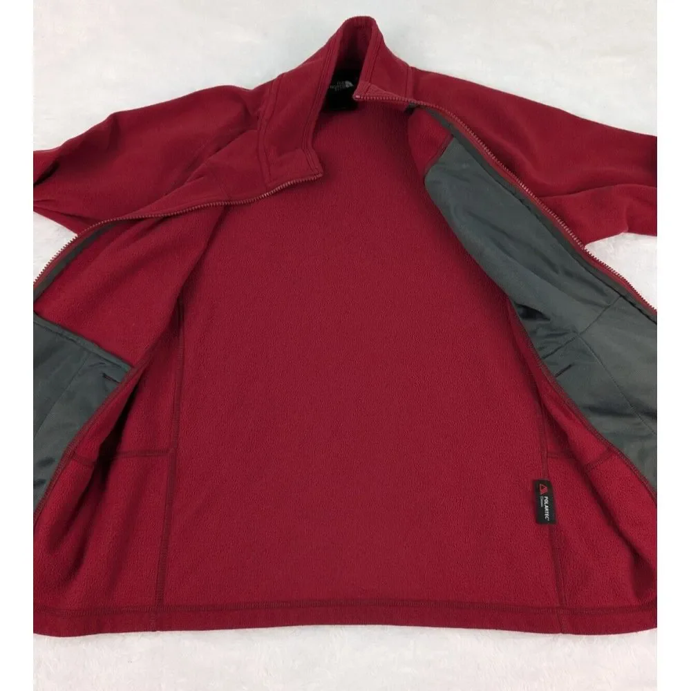 The North‎ Face Full Zip Fleece Jacket Men's L Red Polartec Pockets Mid Weight